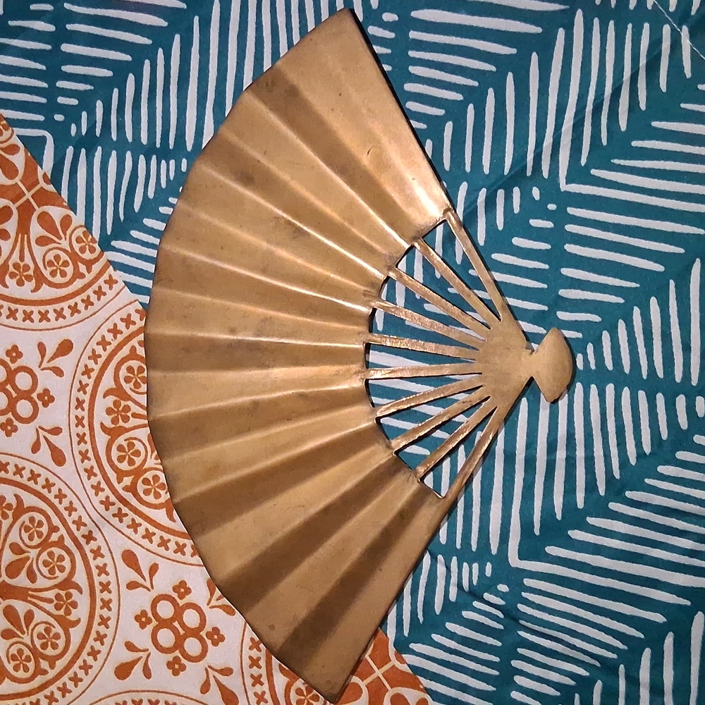 Vintage Brass Fan With Phoenix - Picture 3 of 3
